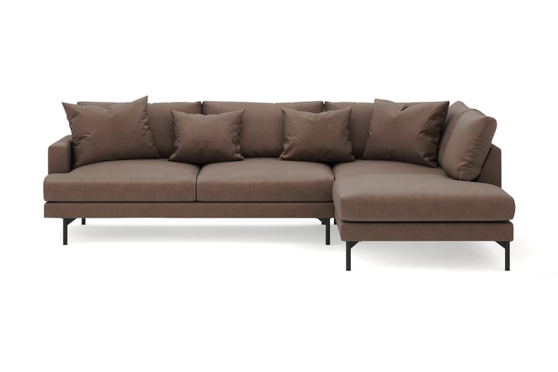 Menard 4-sits Högervänd L-formad Djup Schäslongsoffa i Tyg - Brun - Möbler - Soffa - Divansoffor & schäslongsoffa