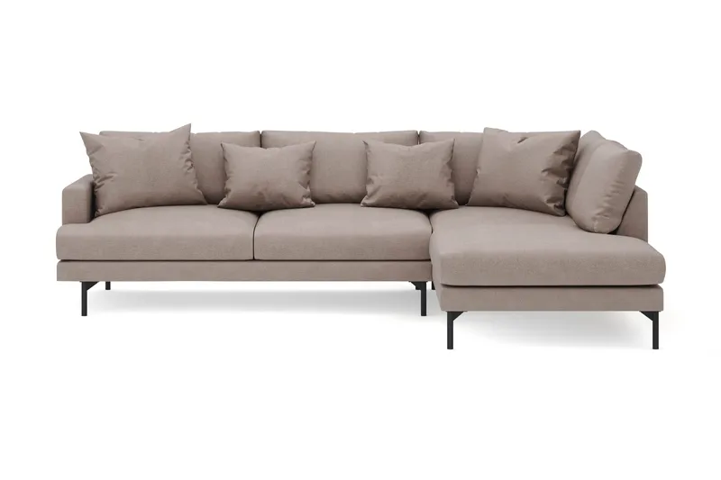 Menard 4-sits Högervänd L-formad Djup Schäslongsoffa i Tyg - Brun - Möbler - Soffa - Divansoffor & schäslongsoffa