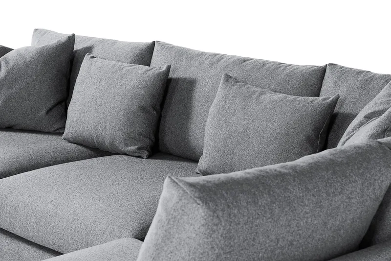 Menard 4-sits Högervänd L-formad Djup Schäslongsoffa i Tyg - Grå - Möbler - Soffa - Divansoffor & schäslongsoffa