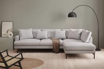 Menard 4-sits Högervänd L-formad Djup Schäslongsoffa i Tyg - Ljusgrå - Möbler - Soffa - Divansoffor & schäslongsoffa
