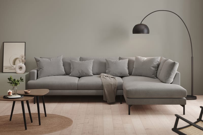Menard 4-sits Högervänd L-formad Djup Schäslongsoffa i Tyg - Mörkgrå - Möbler - Soffa - Divansoffor & schäslongsoffa