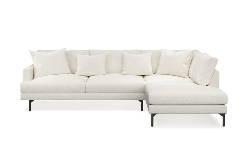 Menard 4-sits Högervänd L-formad Schäslongsoffa i Bouclé - Vit - Möbler - Soffa - Divansoffor & schäslongsoffa