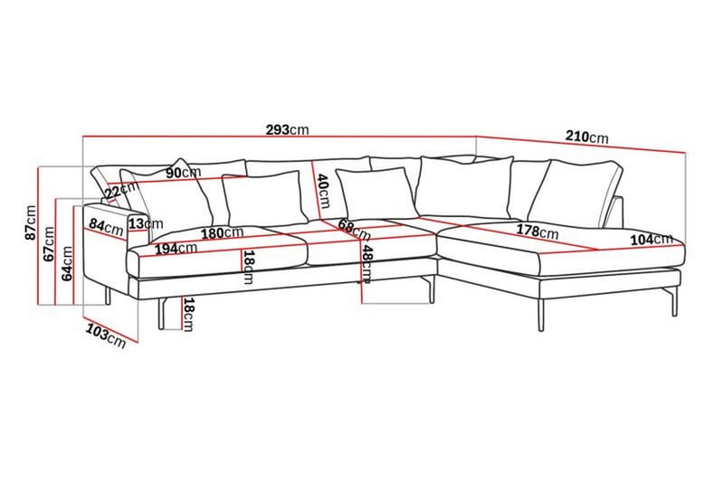 Menard 4-sits Högervänd L-formad Schäslongsoffa i Sammet - Mörkgr�ön - Möbler - Soffa - Divansoffor & schäslongsoffa