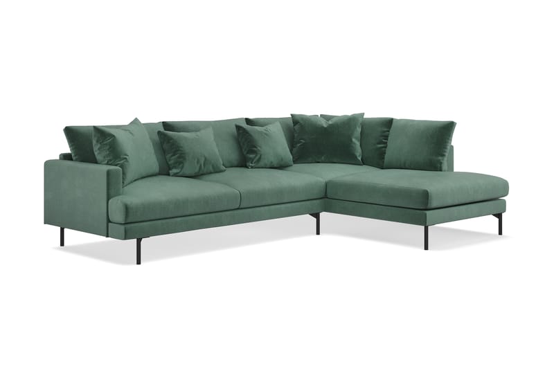 Menard 4-sits Högervänd L-formad Schäslongsoffa i Sammet - Mörkgrön - Möbler - Soffa - Divansoffor & schäslongsoffa