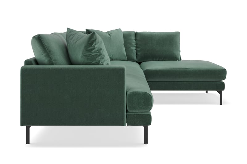 Menard 4-sits Högervänd L-formad Schäslongsoffa i Sammet - Mörkgrön - Möbler - Soffa - Divansoffor & schäslongsoffa