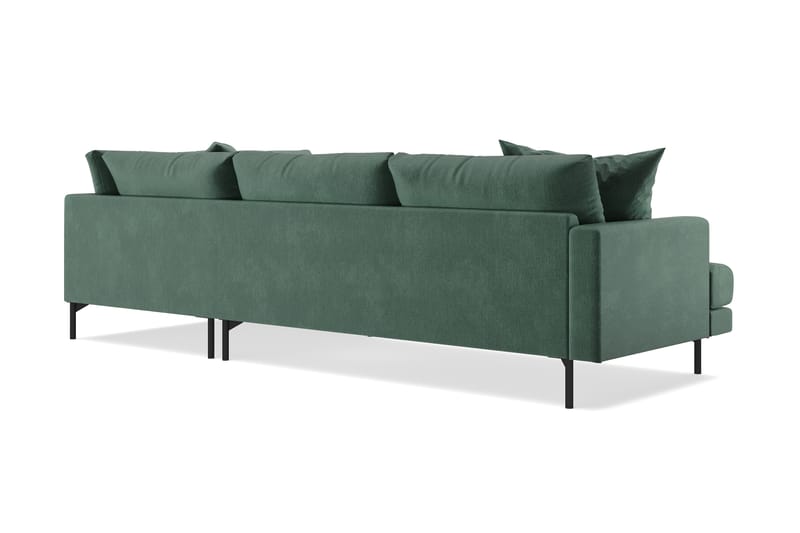 Menard 4-sits Högervänd L-formad Schäslongsoffa i Sammet - Mörkgrön - Möbler - Soffa - Divansoffor & schäslongsoffa
