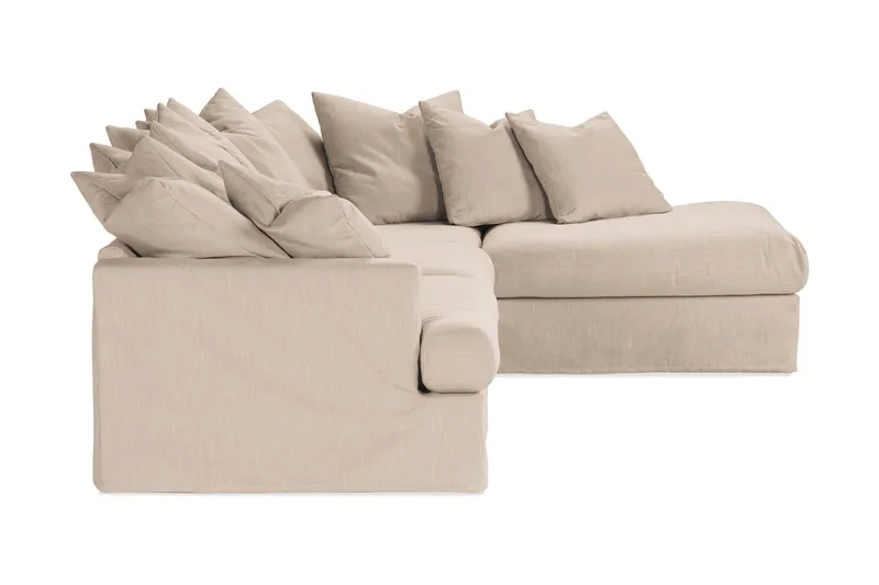 Menard 4-sits Högervänd L-formad Schäslongsoffa i Tyg - Beige - Möbler - Soffa - Divansoffor & schäslongsoffa