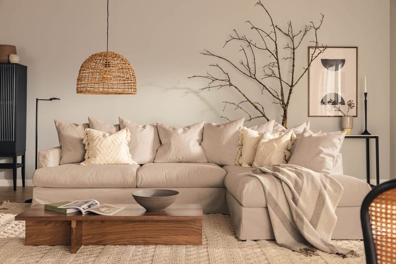 Menard 4-sits Soffa med Schäslong Höger Tvättbar & avtagbar klädsel - Beige / Ljus - Möbler - Soffa - Divansoffor & schäslongsoffa