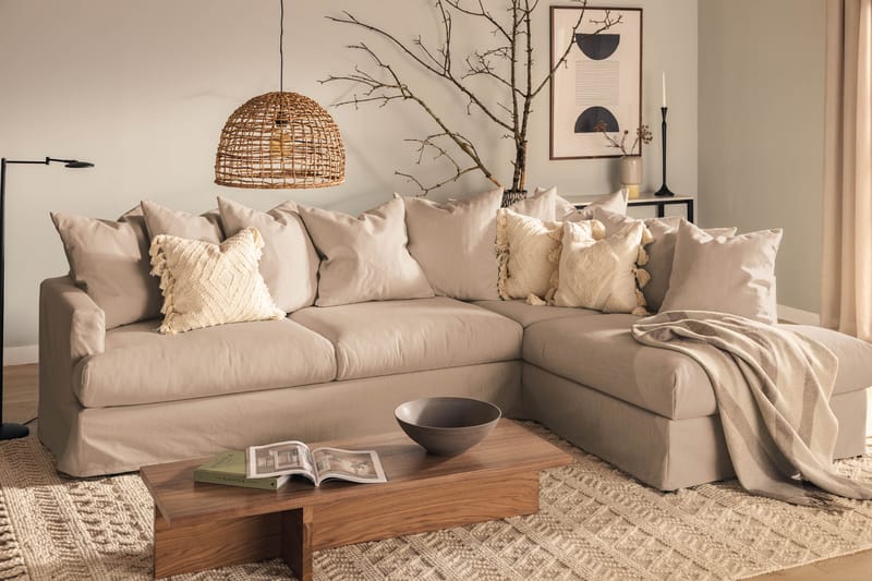 Menard 4-sits Soffa med Schäslong Höger Tvättbar & avtagbar klädsel - Beige / Ljus - Möbler - Soffa - Divansoffor & schäslongsoffa