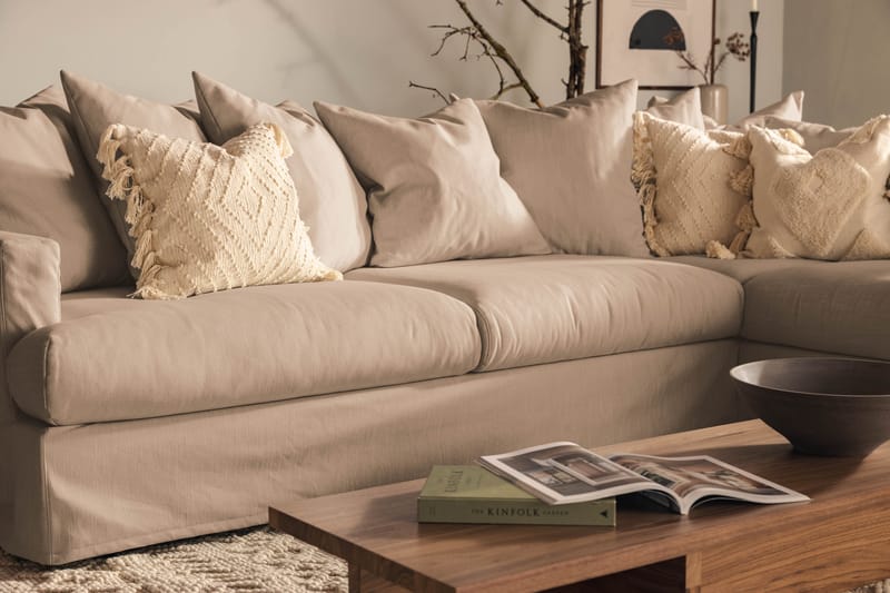 Menard 4-sits Soffa med Schäslong Höger Tvättbar & avtagbar klädsel - Beige / Ljus - Möbler - Soffa - Divansoffor & schäslongsoffa