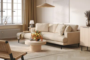 Menard 4-sits Vänstervänd L-formad Divansoffa i Manchester - Beige - Möbler - Soffa - Divansoffor & schäslongsoffa - 4 sits soffa med divan