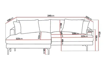 Menard 4-sits Vänstervänd L-formad Divansoffa i Manchester - Mörkgrå - Möbler - Soffa - Divansoffor & schäslongsoffa - 4 sits soffa med divan