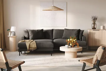 Menard 4-sits Vänstervänd L-formad Divansoffa i Manchester - Mörkgrå - Möbler - Soffa - Divansoffor & schäslongsoffa - 4 sits soffa med divan