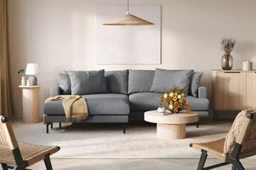 Menard 4-sits Vänstervänd L-formad Divansoffa i Tyg - Mörkgrå - Möbler - Soffa - Divansoffor & schäslongsoffa - 4 sits soffa med divan