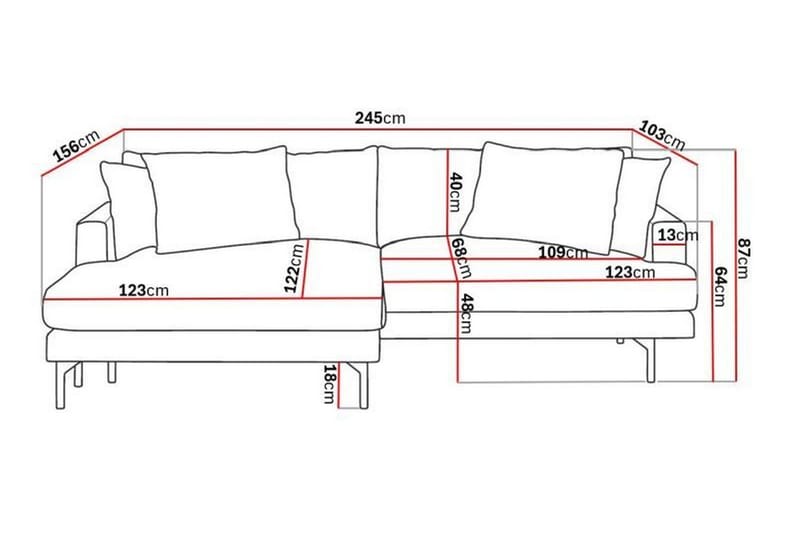 Menard 4-sits Vänstervänd L-formad Divansoffa i Tyg - Mörkgrå - Möbler - Soffa - Divansoffor & schäslongsoffa - 4 sits soffa med divan