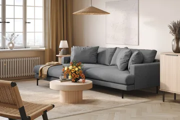 Menard 4-sits Vänstervänd L-formad Divansoffa i Tyg - Mörkgrå - Möbler - Soffa - Divansoffor & schäslongsoffa - 4 sits soffa med divan