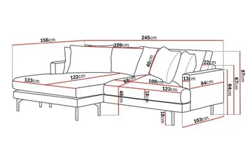 Menard 4-sits Vänstervänd L-formad Divansoffa i Tyg - Mörkgrå - Möbler - Soffa - Divansoffor & schäslongsoffa - 4 sits soffa med divan