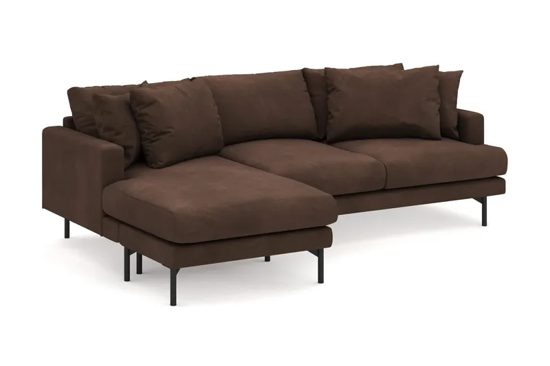 Menard 4-sits Vänstervänd L-formad Djup Divansoffa i Manchester - Brun - Möbler - Soffa - Divansoffor & schäslongsoffa