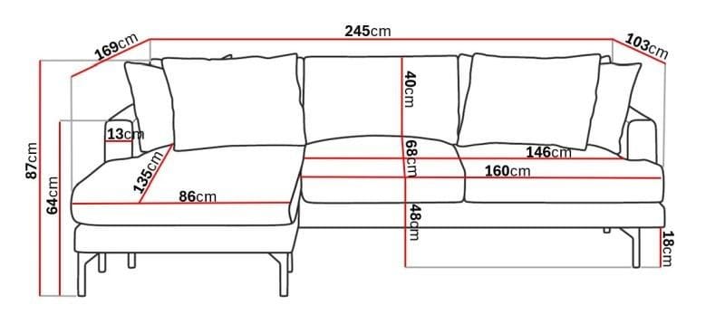 Menard 4-sits Vänstervänd L-formad Djup Divansoffa i Manchester - Greige - Möbler - Soffa - Divansoffor & schäslongsoffa