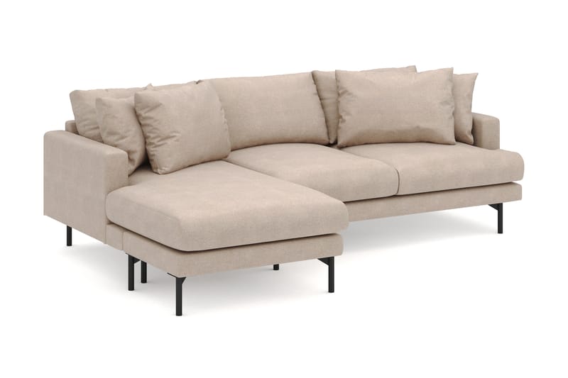 Menard 4-sits Vänstervänd L-formad Djup Divansoffa i Tyg - Beige - Möbler - Soffa - Divansoffor & schäslongsoffa