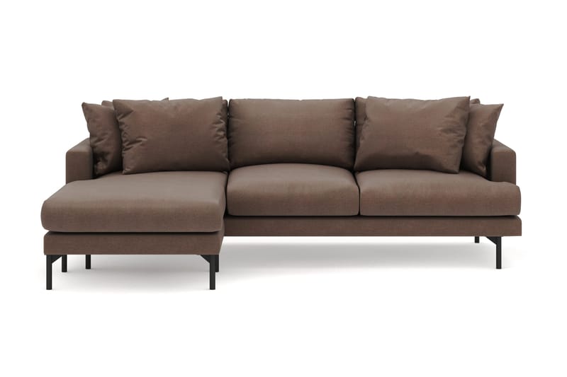 Menard 4-sits Vänstervänd L-formad Djup Divansoffa i Tyg - Brun - Möbler - Soffa - Divansoffor & schäslongsoffa