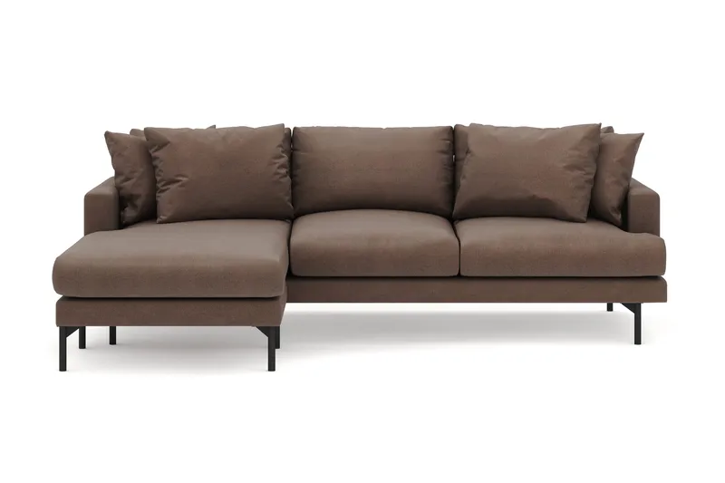 Menard 4-sits Vänstervänd L-formad Djup Divansoffa i Tyg - Brun - Möbler - Soffa - Divansoffor & schäslongsoffa