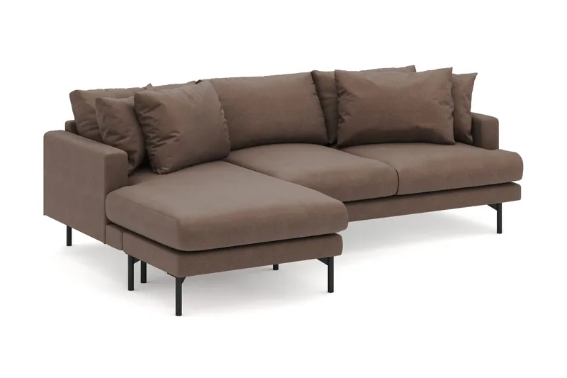 Menard 4-sits Vänstervänd L-formad Djup Divansoffa i Tyg - Brun - Möbler - Soffa - Divansoffor & schäslongsoffa