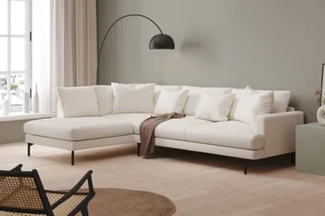 Menard 4-sits Vänstervänd L-formad Djup Schäslongsoffa i Bouclé - Vit - Möbler - Soffa - Divansoffor & schäslongsoffa