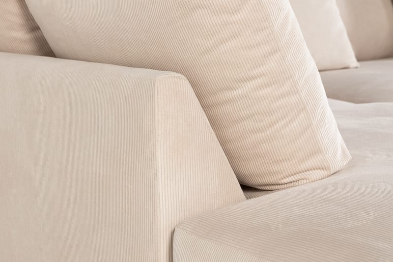 Menard 4-sits Vänstervänd L-formad Djup Schäslongsoffa i Manchester - Beige - Möbler - Soffa - Divansoffor & schäslongsoffa