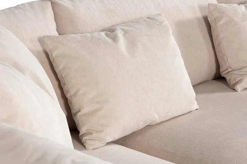 Menard 4-sits Vänstervänd L-formad Djup Schäslongsoffa i Manchester - Beige - Möbler - Soffa - Divansoffor & schäslongsoffa