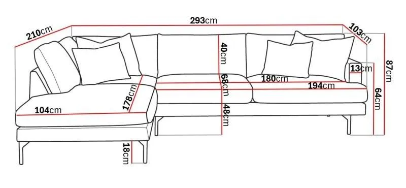 Menard 4-sits Vänstervänd L-formad Djup Schäslongsoffa i Manchester - Brun - Möbler - Soffa - Divansoffor & schäslongsoffa