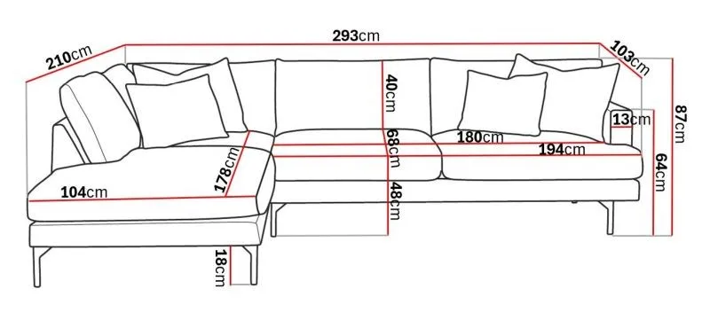 Menard 4-sits Vänstervänd L-formad Djup Schäslongsoffa i Manchester - Brun - Möbler - Soffa - Divansoffor & schäslongsoffa