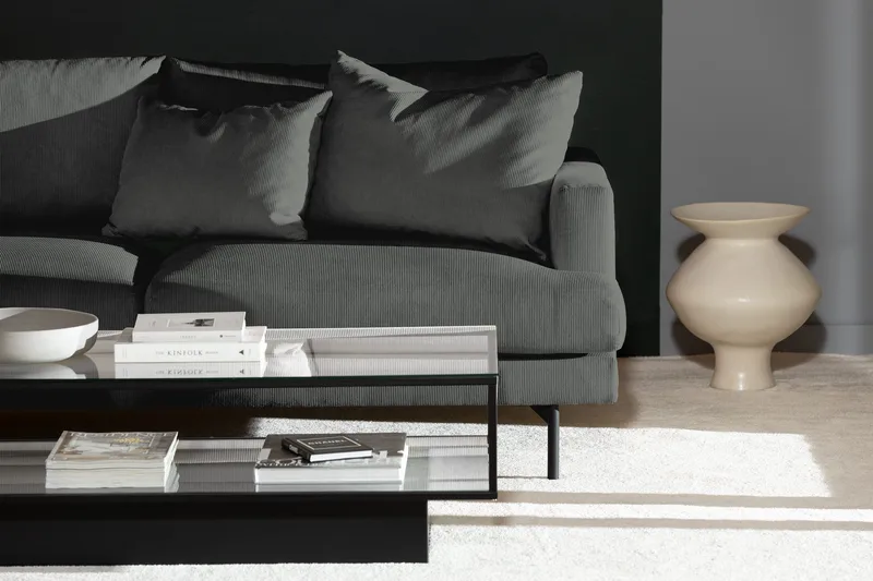 Menard 4-sits Vänstervänd L-formad Djup Schäslongsoffa i Manchester - Grå - Möbler - Soffa - Divansoffor & schäslongsoffa