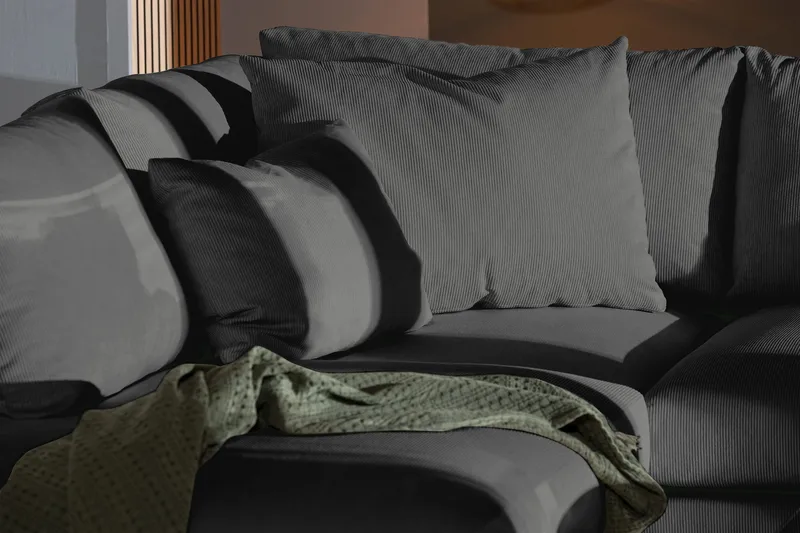 Menard 4-sits Vänstervänd L-formad Djup Schäslongsoffa i Manchester - Grå - Möbler - Soffa - Divansoffor & schäslongsoffa