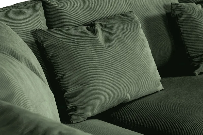 Menard 4-sits Vänstervänd L-formad Djup Schäslongsoffa i Manchester - Grön - Möbler - Soffa - Divansoffor & schäslongsoffa