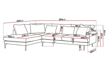 Menard 4-sits Vänstervänd L-formad Djup Schäslongsoffa i Manchester - Grön - Möbler - Soffa - Divansoffor & schäslongsoffa