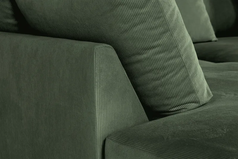 Menard 4-sits Vänstervänd L-formad Djup Schäslongsoffa i Manchester - Grön - Möbler - Soffa - Divansoffor & schäslongsoffa