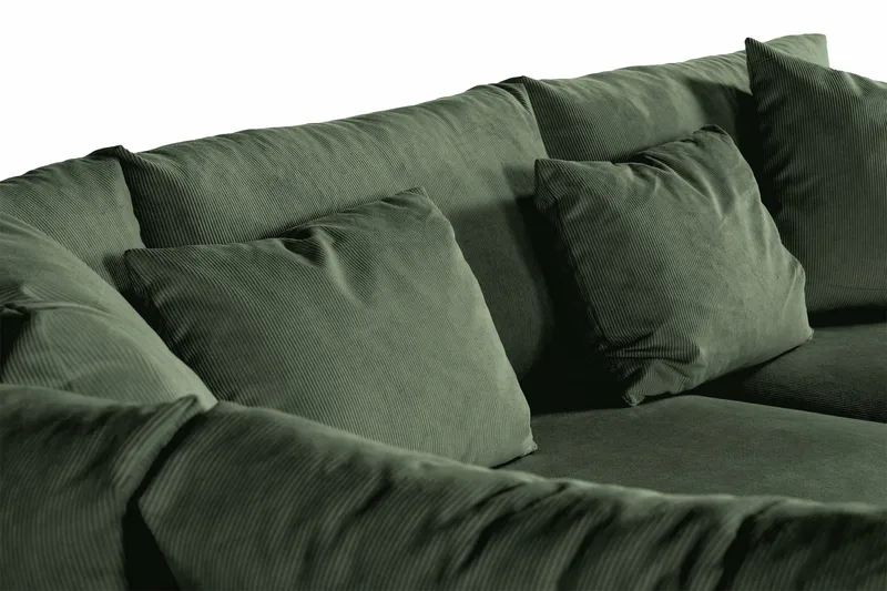 Menard 4-sits Vänstervänd L-formad Djup Schäslongsoffa i Manchester - Grön - Möbler - Soffa - Divansoffor & schäslongsoffa