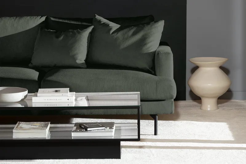 Menard 4-sits Vänstervänd L-formad Djup Schäslongsoffa i Manchester - Grön - Möbler - Soffa - Divansoffor & schäslongsoffa