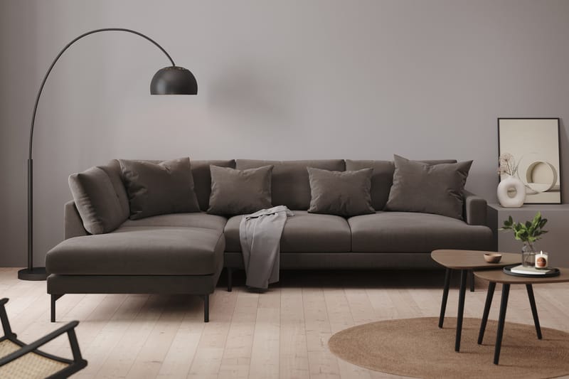 Menard 4-sits Vänstervänd L-formad Djup Schäslongsoffa i Manchester - Mörkgrå - Möbler - Soffa - Divansoffor & schäslongsoffa