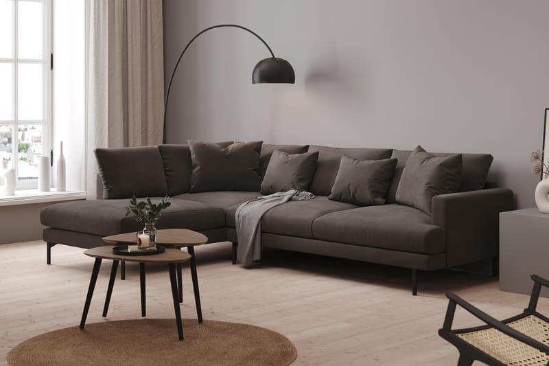 Menard 4-sits Vänstervänd L-formad Djup Schäslongsoffa i Manchester - Mörkgrå - Möbler - Soffa - Divansoffor & schäslongsoffa