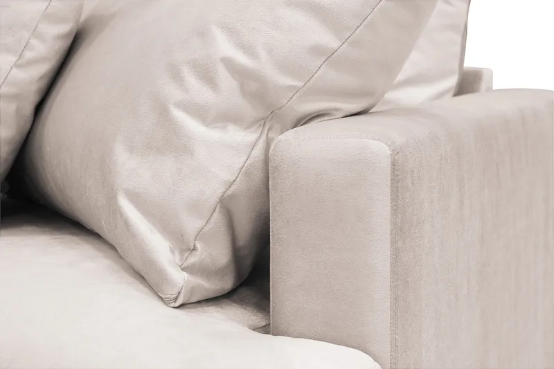 Menard 4-sits Vänstervänd L-formad Djup Schäslongsoffa i Sammet - Beige - Möbler - Soffa - Divansoffor & schäslongsoffa