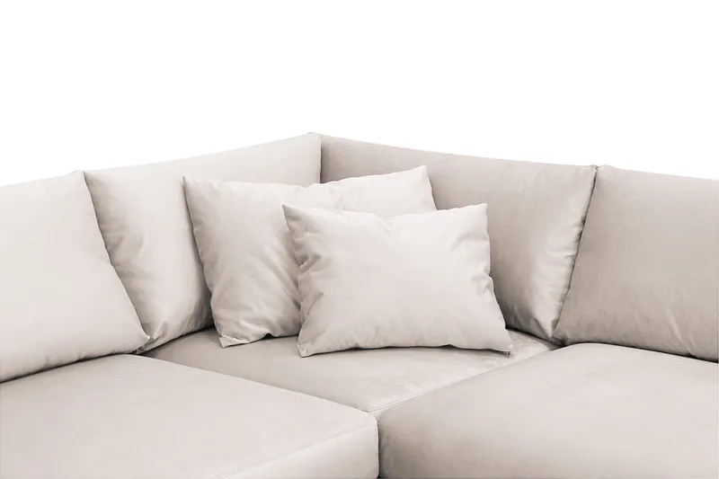 Menard 4-sits Vänstervänd L-formad Djup Schäslongsoffa i Sammet - Beige - Möbler - Soffa - Divansoffor & schäslongsoffa