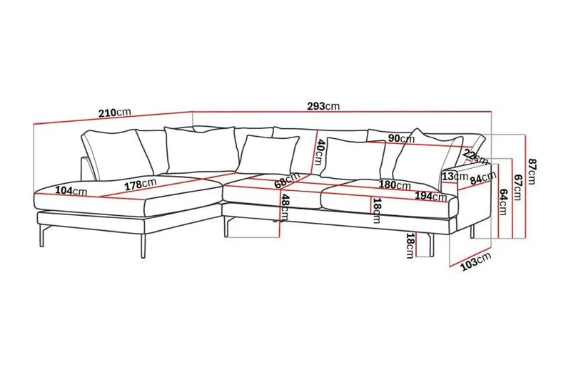 Menard 4-sits Vänstervänd L-formad Djup Schäslongsoffa i Sammet - Beige - Möbler - Soffa - Divansoffor & schäslongsoffa