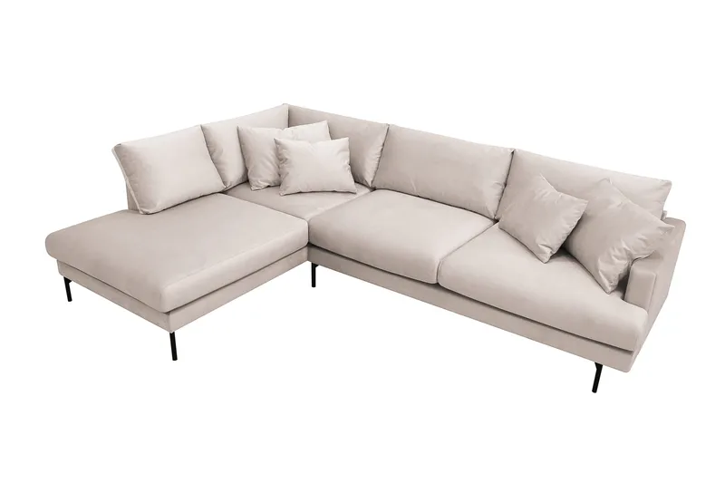 Menard 4-sits Vänstervänd L-formad Djup Schäslongsoffa i Sammet - Beige - Möbler - Soffa - Divansoffor & schäslongsoffa