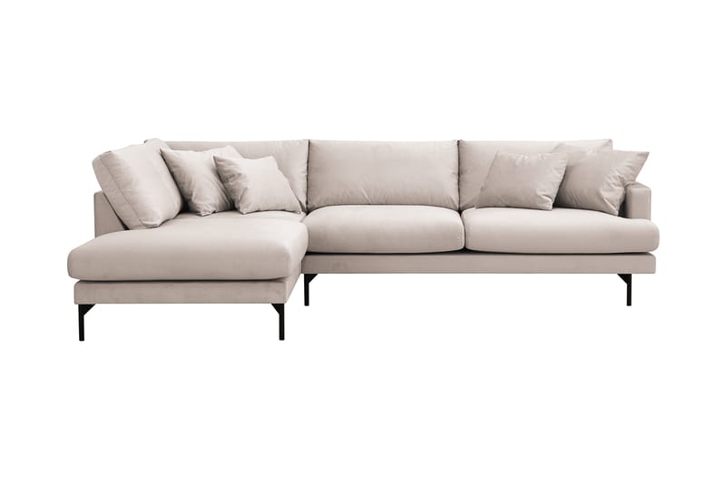Menard 4-sits Vänstervänd L-formad Djup Schäslongsoffa i Sammet - Beige - Möbler - Soffa - Divansoffor & schäslongsoffa