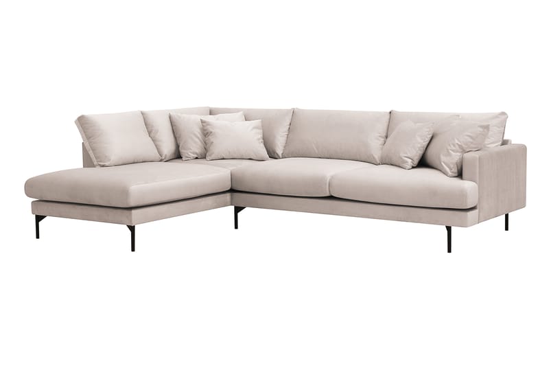 Menard 4-sits Vänstervänd L-formad Djup Schäslongsoffa i Sammet - Beige - Möbler - Soffa - Divansoffor & schäslongsoffa