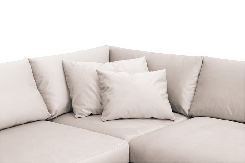 Menard 4-sits Vänstervänd L-formad Djup Schäslongsoffa i Sammet - Beige - Möbler - Soffa - Divansoffor & schäslongsoffa