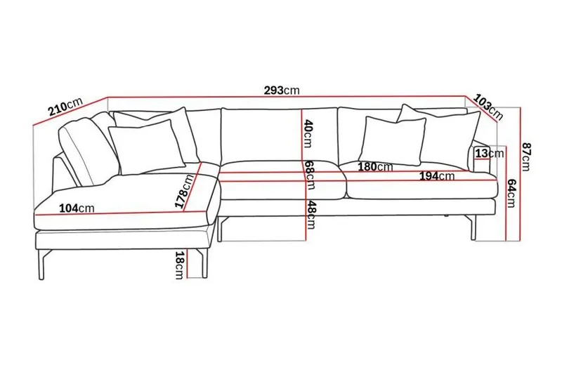 Menard 4-sits Vänstervänd L-formad Djup Schäslongsoffa i Sammet - Beige - Möbler - Soffa - Divansoffor & schäslongsoffa