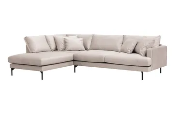 Menard 4-sits Vänstervänd L-formad Djup Schäslongsoffa i Sammet - Beige - Möbler - Soffa - Divansoffor & schäslongsoffa